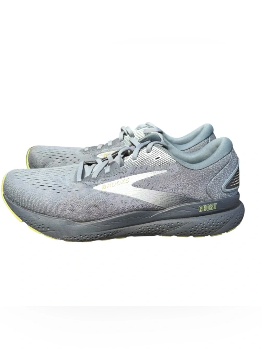 BROOKS Ghost 16 Primer Grey Lime Road Running Walking Sneakers Size 10.5 Medium